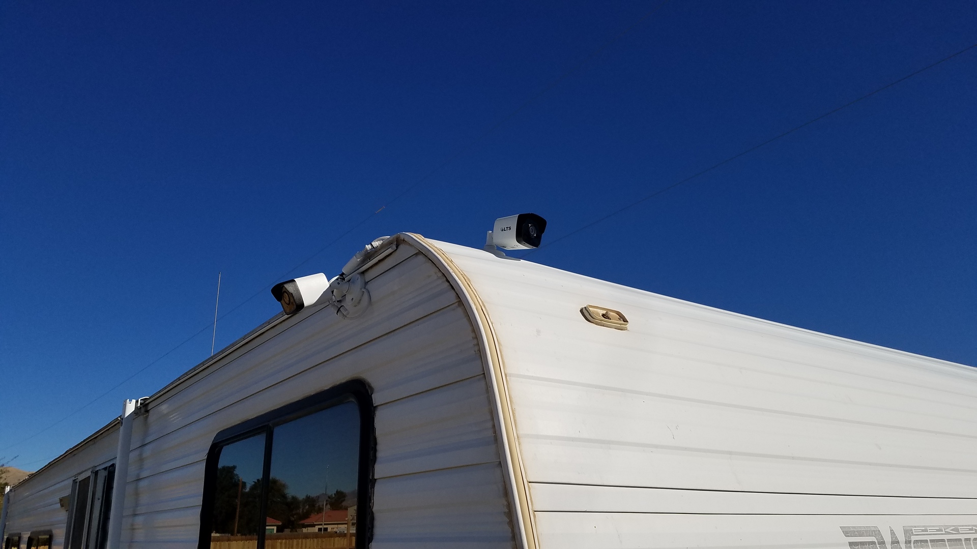 Two high definition bullet style cameras  mounted on top of any RV